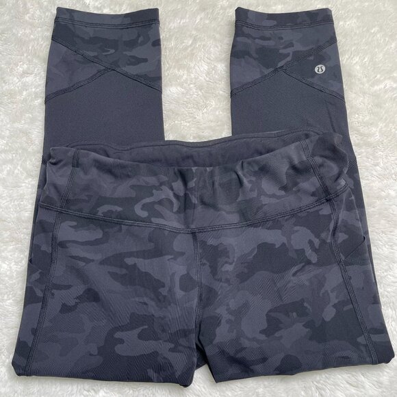 Lululemon Pace Rival Crop 22" Formation Camo Deep Coal Multi / Black Size 10 - Picture 1 of 7